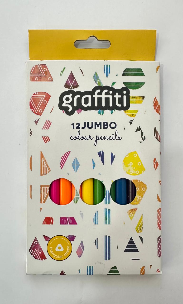 Graffiti Coloring Pencils - 12 Colors, Jumbo