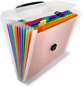 13 Pockets Plastic Expanding Accordion Folders File Organizer Multi-Color Large Capacity Document Holder