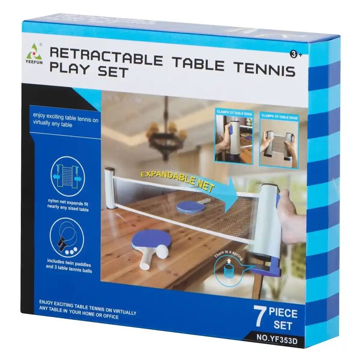 Retractable table tennis play set