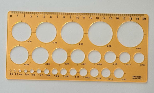 Assorted Circle Ruler Plastic 20cm