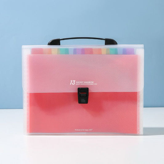 13 Pockets Plastic Expanding Accordion Folders File Organizer Multi-Color Large Capacity Document Holder