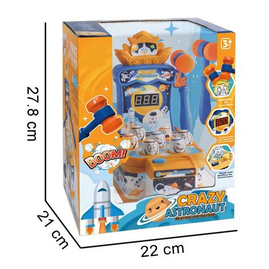 Crazy Astronaut Attack Game Mini Whack-a-Mole Toy with Light & Sound
