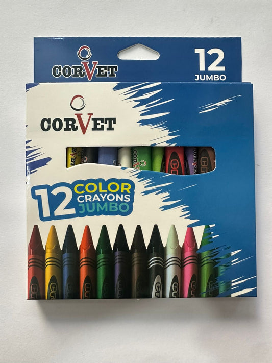 Corvet 12 Wax Color Crayons Jumbo