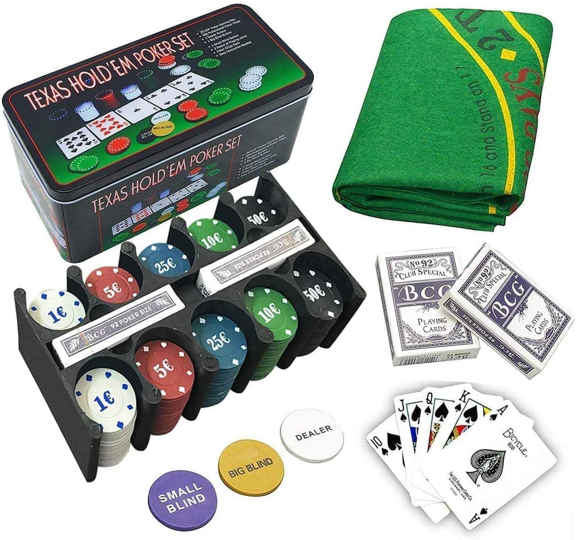 ISO TRADE Texas Holdem Poker Set 200 Chips Black Jack Card Game Poker Card Game 600