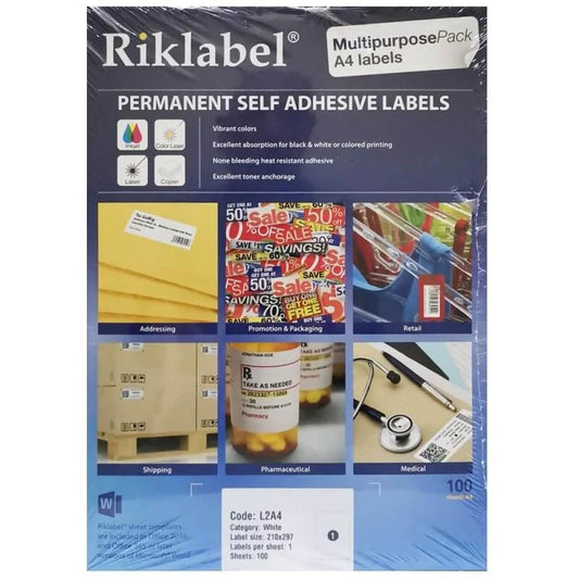 Riklabel Permanent Self Adhesive Labels A4