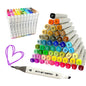 Double Ended Marker, 60 Colors, Clear Plastic Storage Case, Drawing, Sketching
